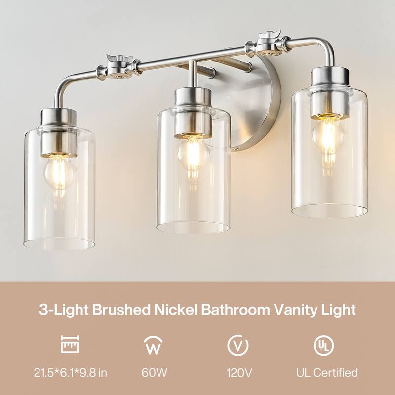 3-Light Vanity Light with Adjustable Pivot Joint - 21.5'' W × 6.1'' D × 9.8'' H