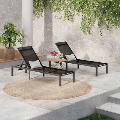 Perlas Outdoor Patio Adjustable Aluminum Chaise Lounge (set of 2) by Christopher Knight Home