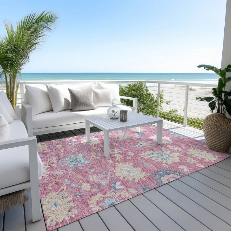 Machine Washable Indoor/ Outdoor Causal Traditional Chantille Rug