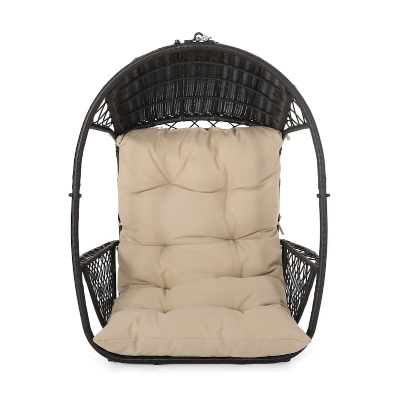 Malia Outdoor/Indoor Wicker Hanging Chair with Cushion (Stand Not Included) by Christopher Knight Home