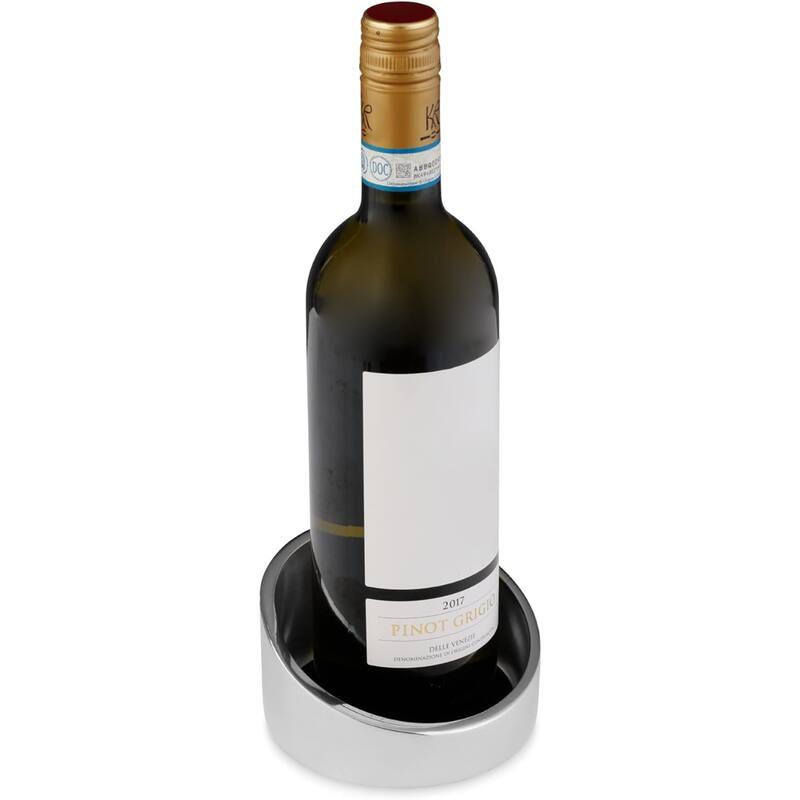 Nambe 6290 Tilt Wine Coaster - 5" x 2.75" - Silver