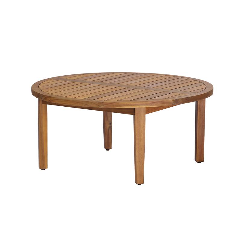 Christopher Knight Home - Mollet Outdoor Solid Acacia Wood Round Coffee Table with Slatted Top
