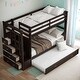 preview thumbnail 1 of 11, Elegant Design Twin Over Twin Bunk Bed With Trundle And Staircase, Built-In Storage,Espresso Espresso