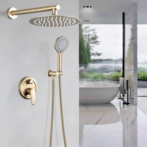 10" Wall Mounted Shower Set with High Pressure Rain Shower Head and 5-Function Handheld