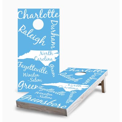 North Carolina State Pride Corn Hole Board Set w Case & Lights
