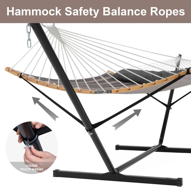 2-person Outdoor Hammock with Stand & Pillow