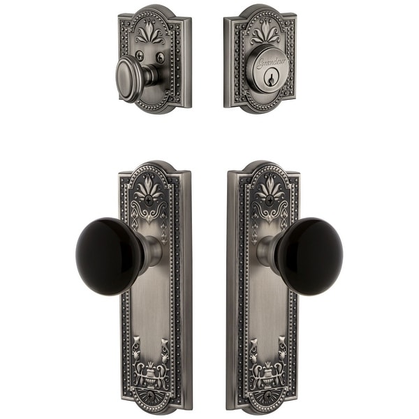 Grandeur PARCOV_SP_ESET_238 Parthenon Solid Brass Rose Single Cylinder Keyed Entry Deadbolt and Knobset Combo Pack with