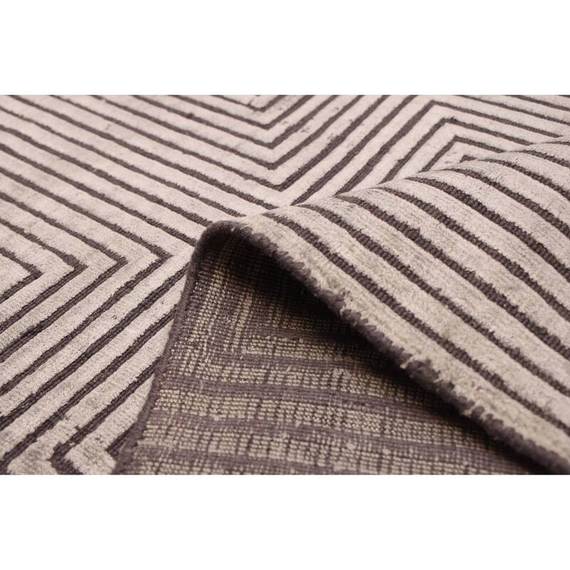 ECARPETGALLERY Hand Loomed Elysian Grey Viscose Rug - 6'6 x 9'7