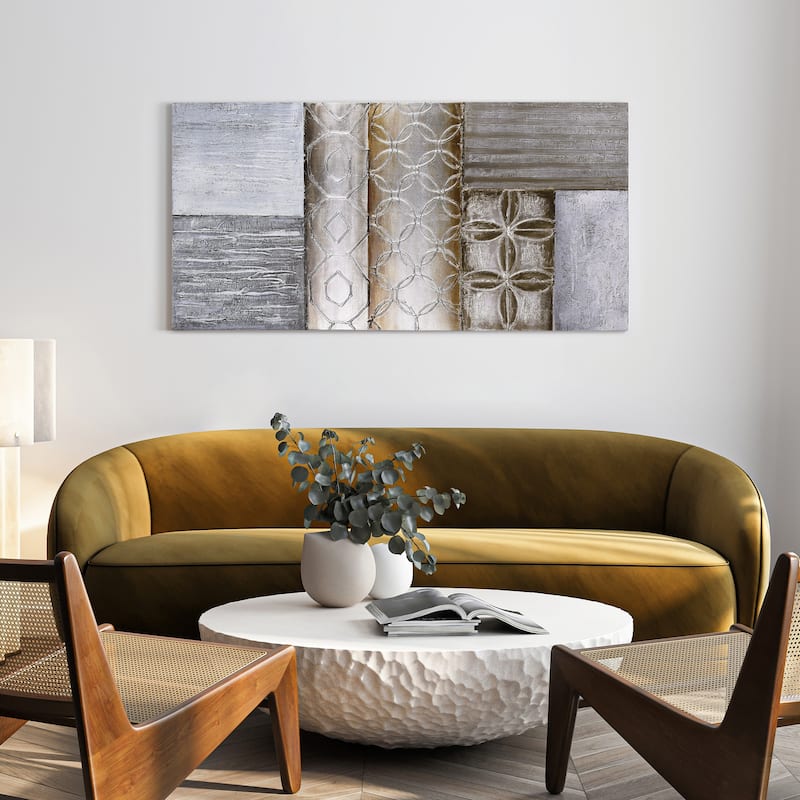Stacked 1 Textured Metallic Hand Painted Canvas Wall Art