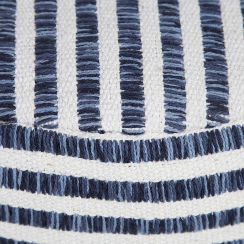 HomeRoots 18" Blue 100% Cotton Ottoman
