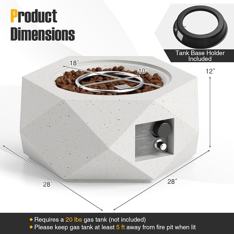 Propane Fire Pit Table Set 28" Terrazzo Gas Fire Pit