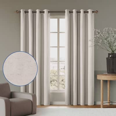 100% Blackout Linen Blend Grommet Panel Pair(2 Panels)