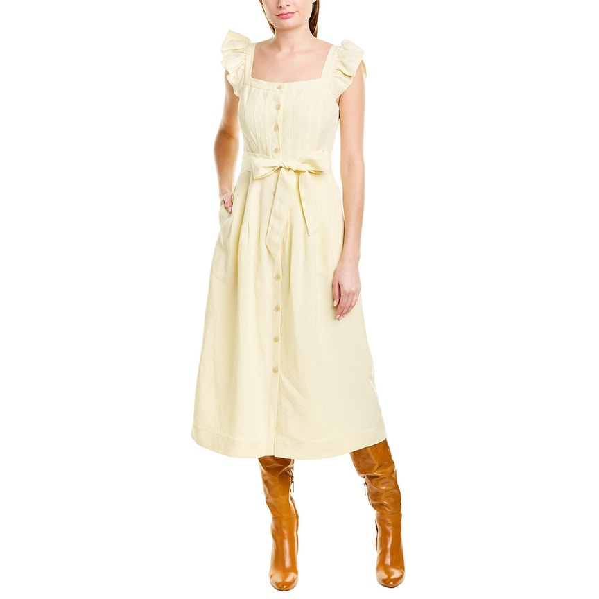 linen midi button dress