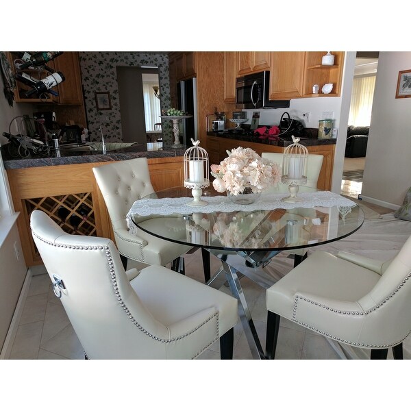 Top Product Reviews For Somette Round Glass Top Chrome Dining Table Silver 9054287 Overstock
