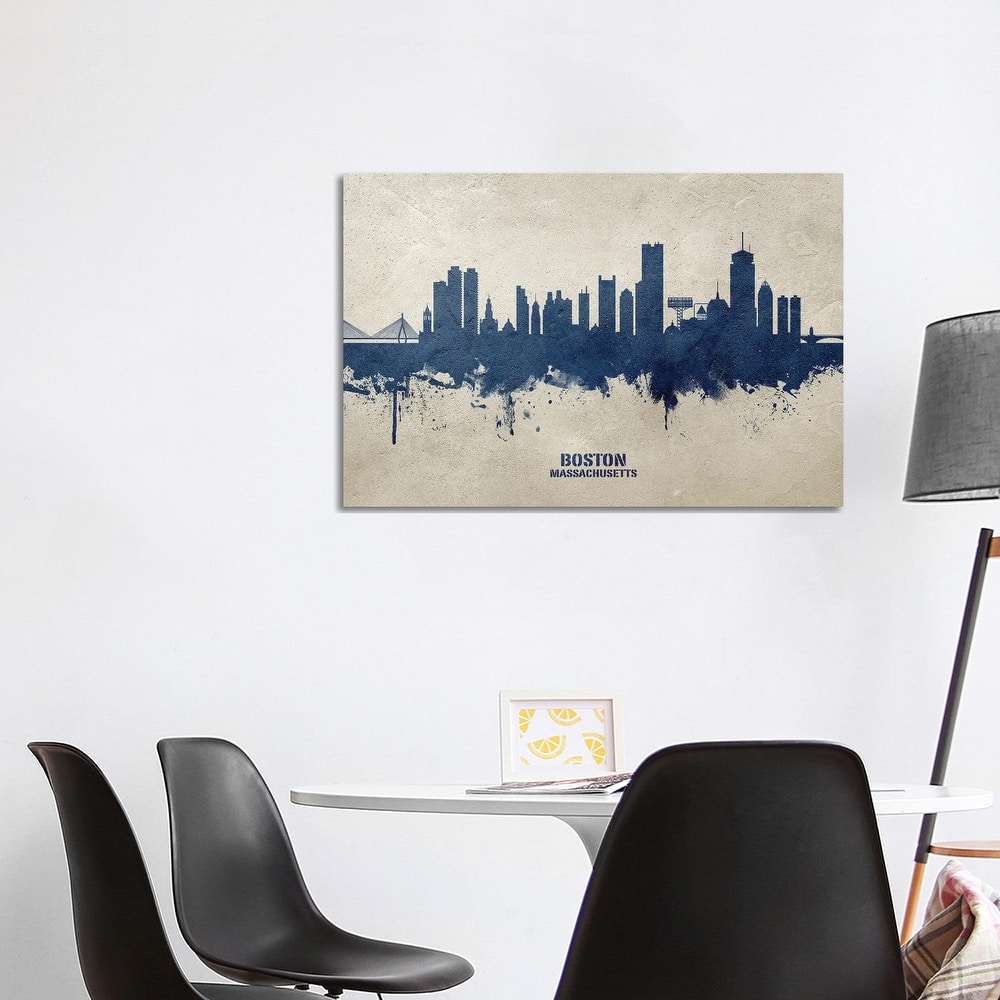 iCanvas "Boston Massachusetts Skyline Concrete" by Michael Tompsett Canvas Print