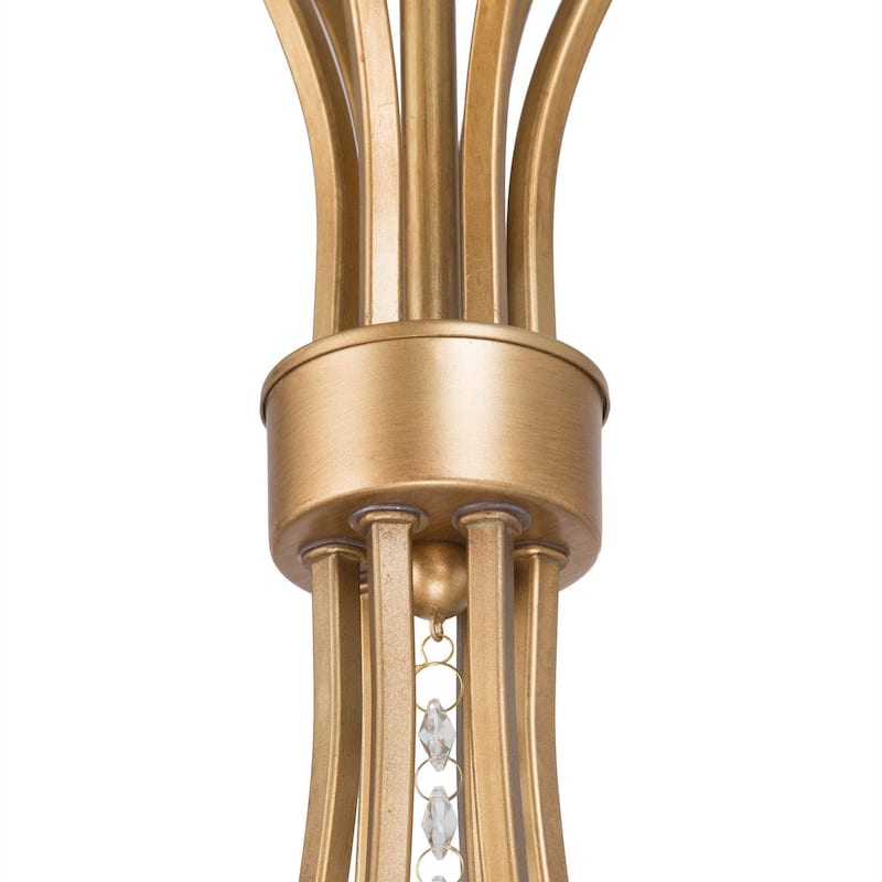 Modern Farmhouse Crystal 6-Light Chandelier Gold Wheel Light for Dining Living Room - Dia. 24" x H 21"