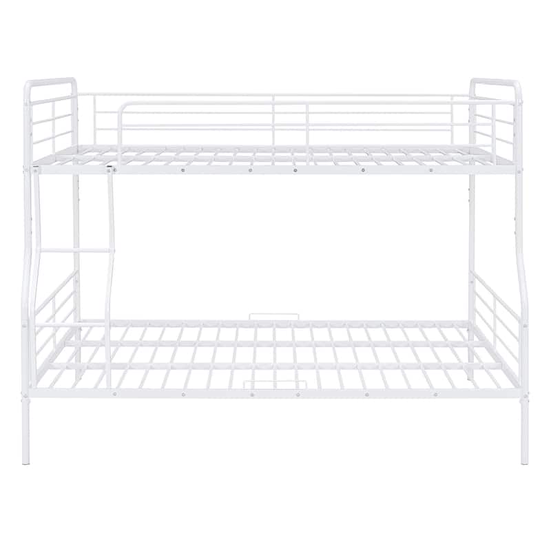 HomeRoots White Full XL Over Queen Contemporary Metal Bunk Bed