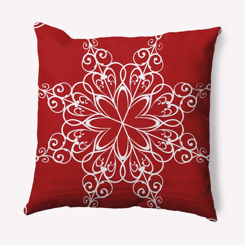 Snowflake Decorative Christmas Throw Pillow - 20" x 20" - Bright Red