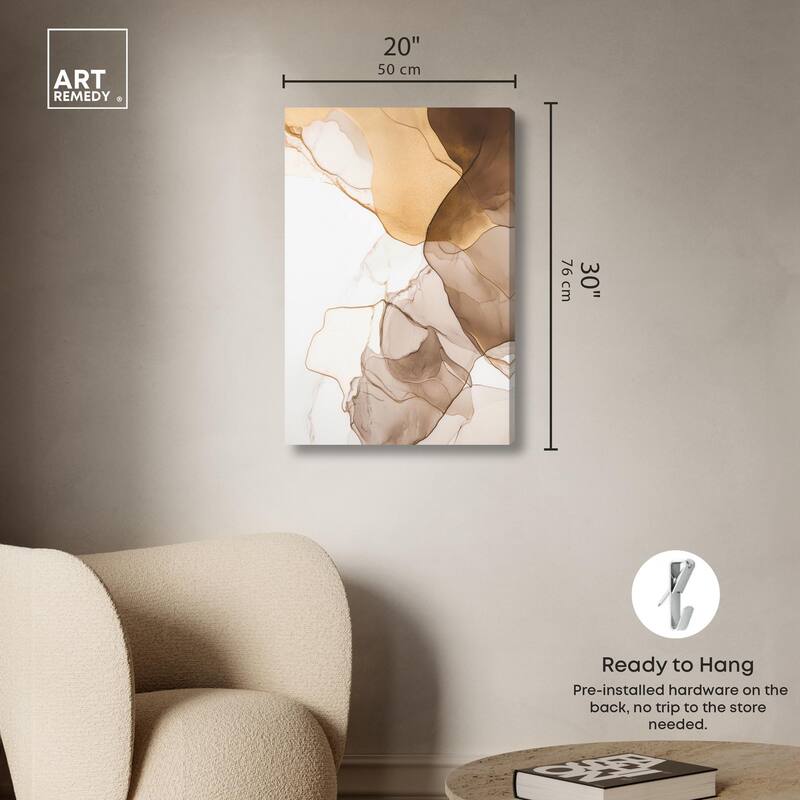 Sepia Silk Streams Canvas by Art Remedy, Gallery Wrapped