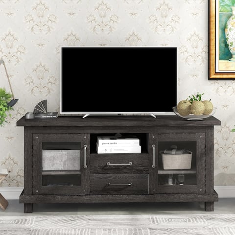 Industrial TV Stand with Two Drawers and Open Style Shelves