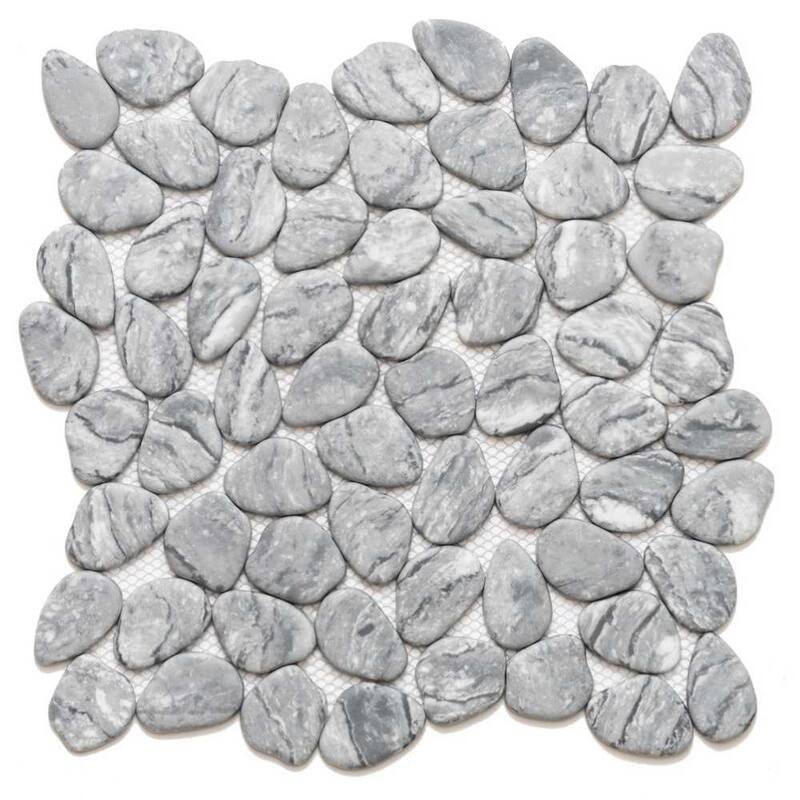 The Tile Life Recycled Cenote Pebble 13x13 Glass Floor, Wall & Backsplash Tile - Grey - 1 Sheet (1 Sq. ft.)