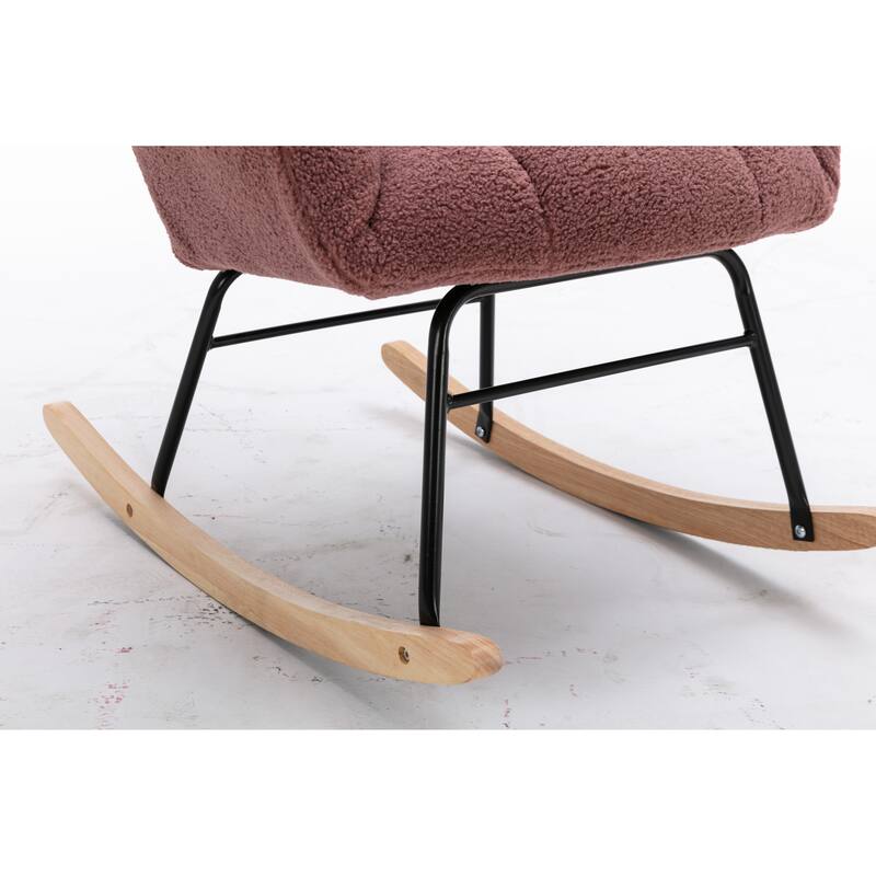 Teddy Fabric Rocking Glider Chair with Wooden Frame and 250lb Weight Capacity