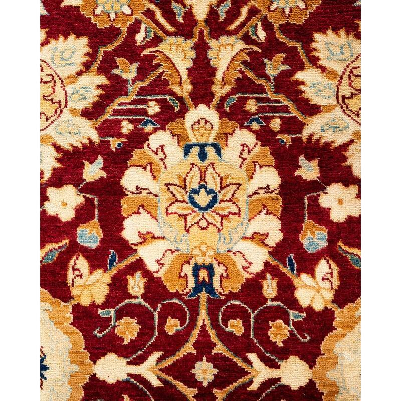 Overton Hand Knotted Wool Vintage Inspired Traditional Ottoman Red Area Rug - 6' 1" x 9' 2"