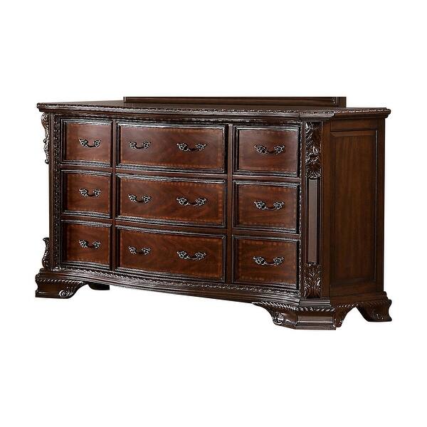Vace Traditional Brown Cherry 56-inch Wide 9-Drawer Wood Dresser by Furniture of America