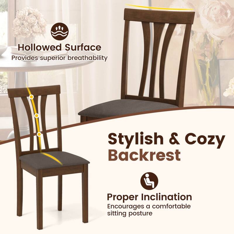 Costway Dining Chairs Set of 2/4 Linen Fabric Dining Room Chairs with
