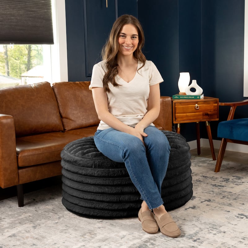 Jaxx Paran Pouf - Fluffy Faux Fur Ottoman for Modern Interior Design