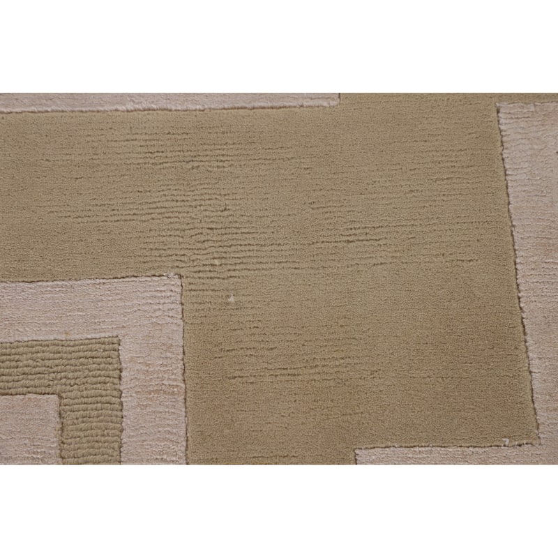 Geometric Modern Large Area Rug Hand-Knotted Wool Carpet - 10'0" x 13'7"