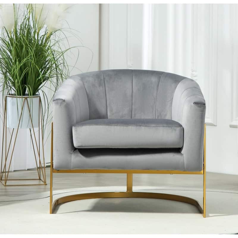 Modern Accent Armchair Luxury Gold Frame and Multi-colored Velvet Material Infuse Elegant Flair