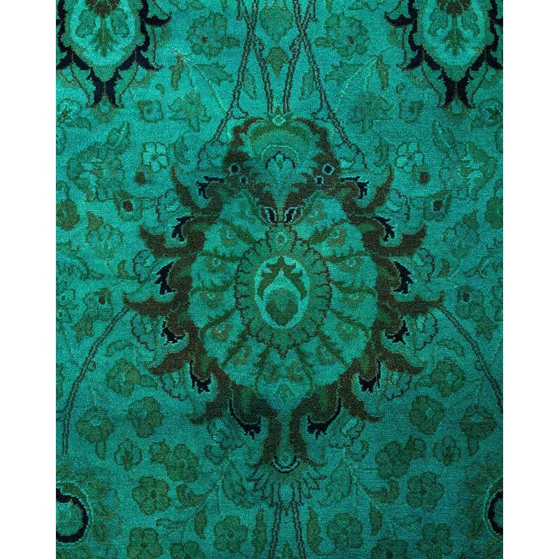 Fine Vibrance One-of-a-Kind Hand-Knotted Area Rug - Green, 12' 1" x 12' 1" - 12' 1" x 12' 1"