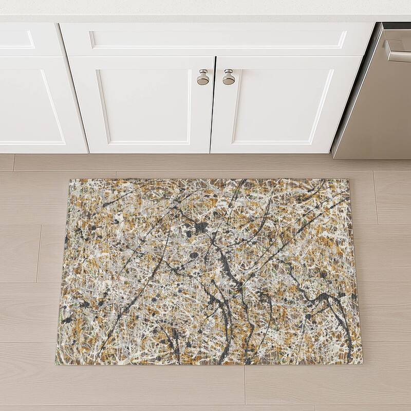 Machine Washable Indoor/ Outdoor Modern Splatter Chantille Rug
