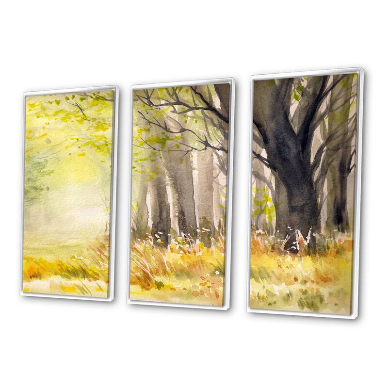 Designart "Bright Sunshine Through The Forest Trees II" Traditional