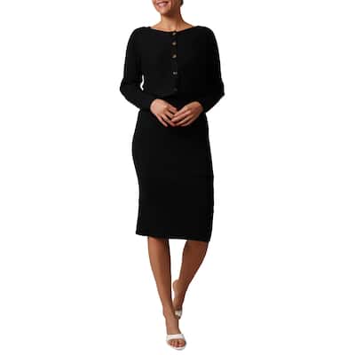 Cyrus 2-Piece V-Neck Sweater Dress with Cardigan