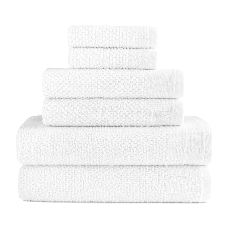 Dan River 6 Piece Popcorn Cotton Bath Towel Set - N/A - White
