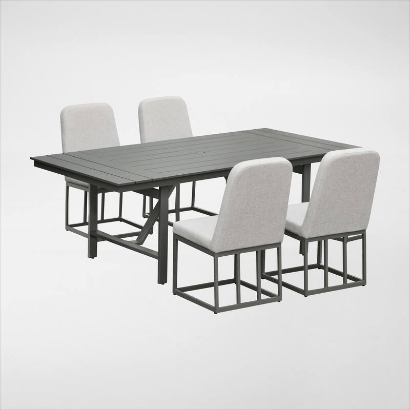 Navarro Outdoor Dining Set - Mocha 5-PC with Upholstered Chairs