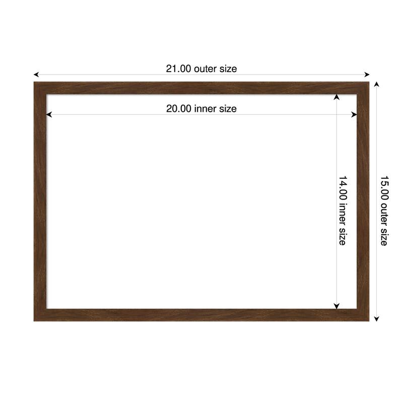 Amanti Art Carlisle Blonde Narrow Framed Dry Erase Magnetic Board - 21 x 15 in - Carlisle Brown Narrow