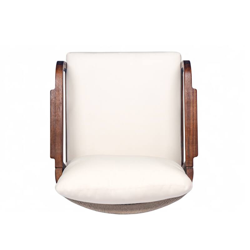 [Set of 2] 28" Outdoor Lounge Chair with Woven Backrest, Solid Wood Frame, Comfortable Cushions, and Curved Armrests