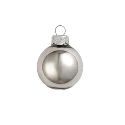 Shiny Finish Glass Christmas Ball Ornaments 4" (100Mm) Silver 6Ct