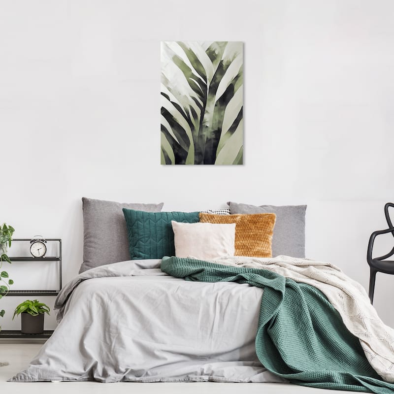 Wynwood Studio Canvas Floral and Botanical Jungle Fern Fade II Green and Army Green Modern & Contemporary Wall Art Canvas Print - 24 x 16