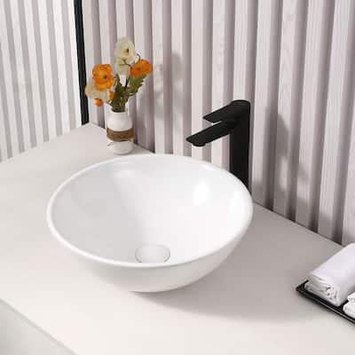 Dowell Ceramic Vessel Sink, Round, Gloss White - 16Wx16Dx6H