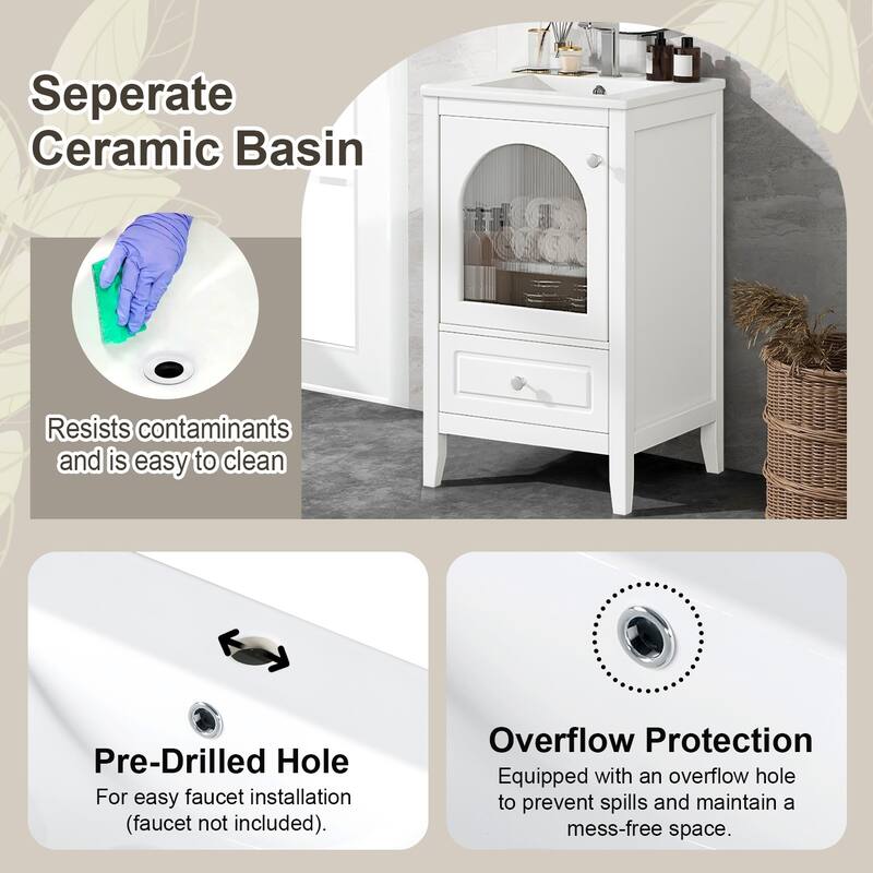 20" Bathroom Freestanding Vanity with Ceramic Sink