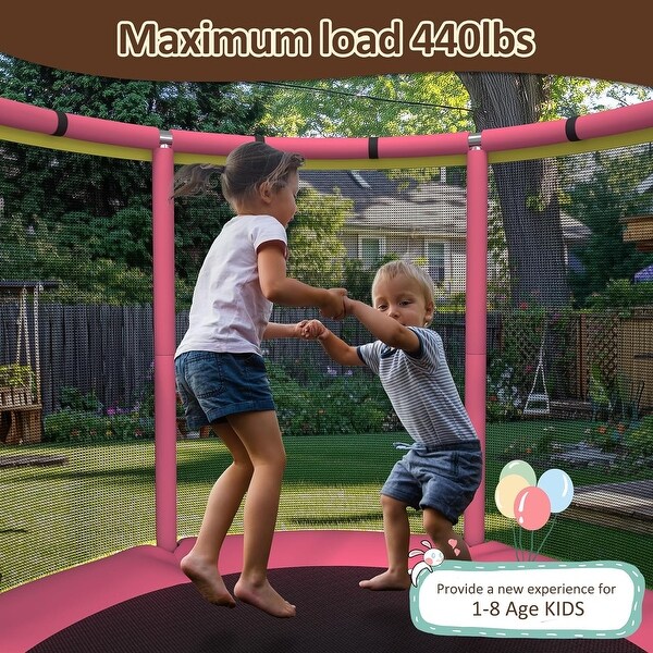 Toddler Trampoline with 8-in-1 Play Modes, Safety Enclosure - On