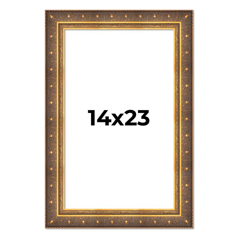 14x23 Frame Vintage Gold Solid Wood Picture Frame | 2.5 Inch Moulding