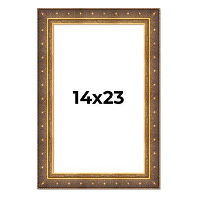 14x23 Frame Vintage Gold Solid Wood Picture Frame | 2.5 Inch Moulding