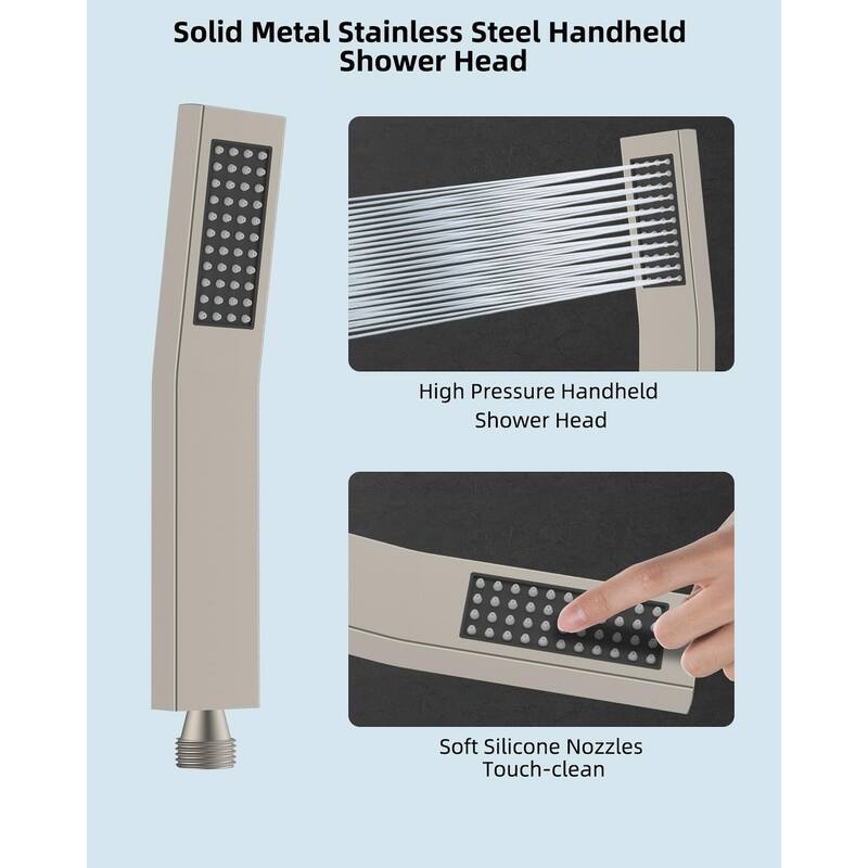 Metal 12" High Pressure Rain Shower Head with Handheld Shower Combo