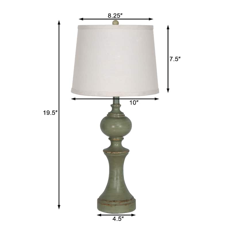 Traditional Green Poly Table Lamp (Set of 2)