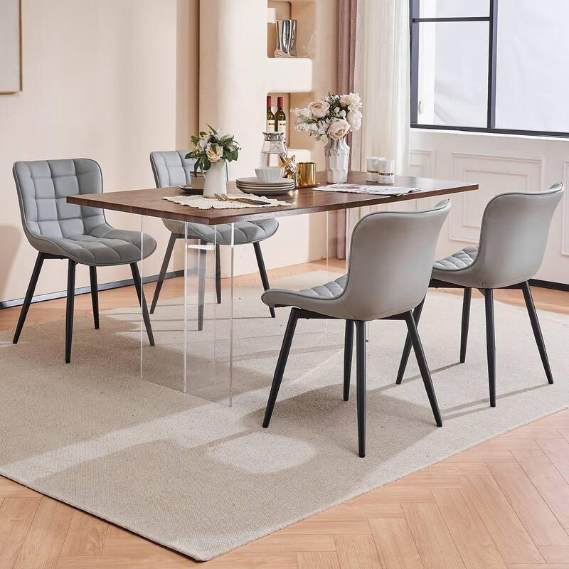 Modern Kitchen Dining Chairs, PU Leather Upholstered, Set of 2
